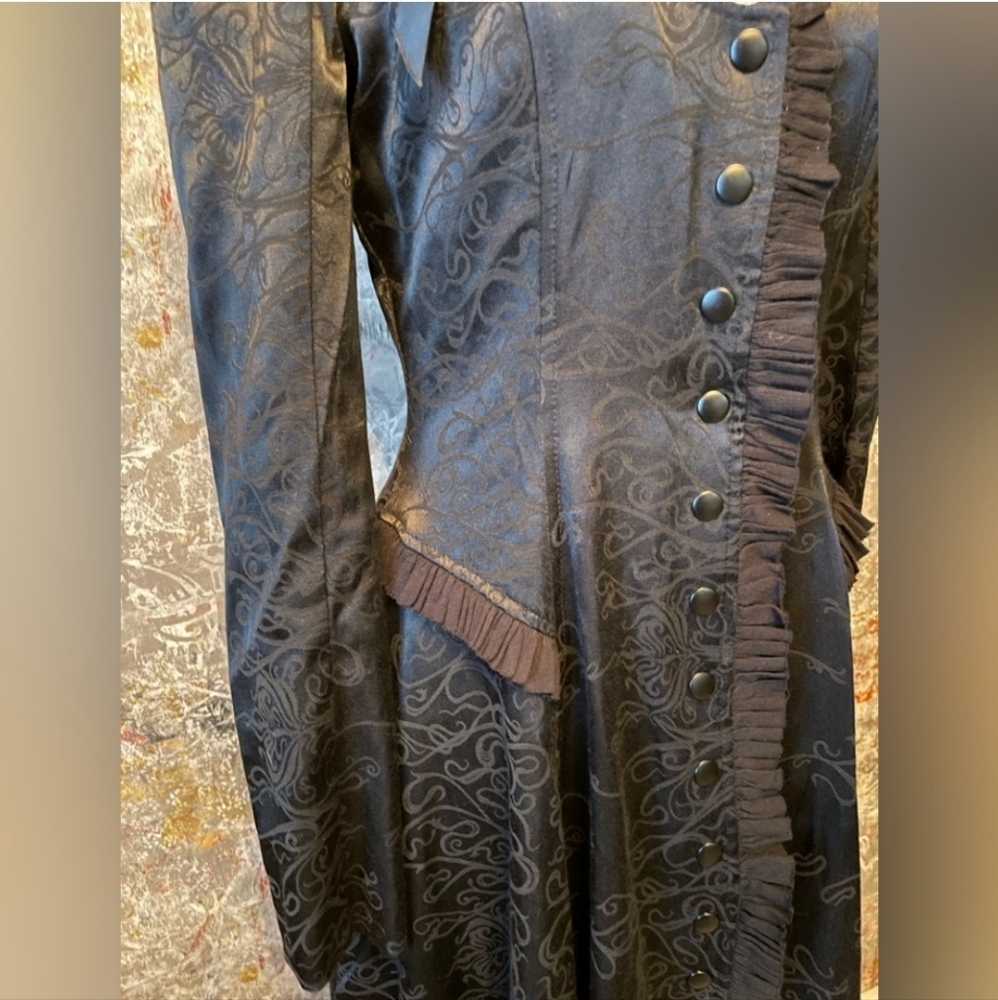 Rare Lip Service Exit To Eden Black Satin Long Lost Coat Keyhole Victorian - Picture 6 of 15